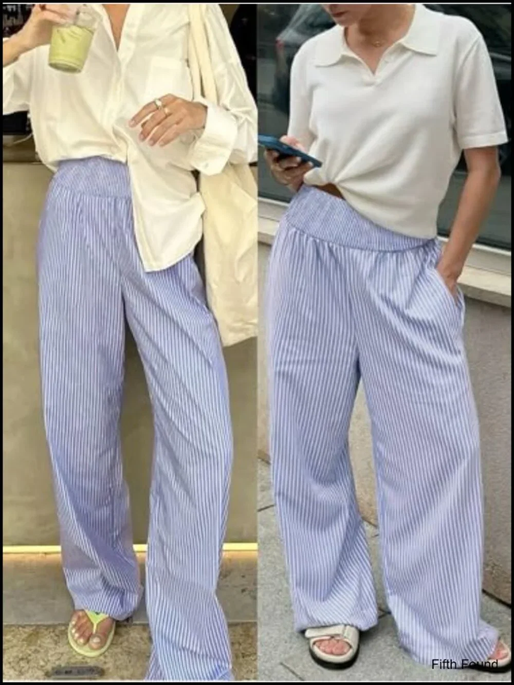 Womens Striped Gingham Palazzo Pants Wide Leg Smocked High Waisted Pajama